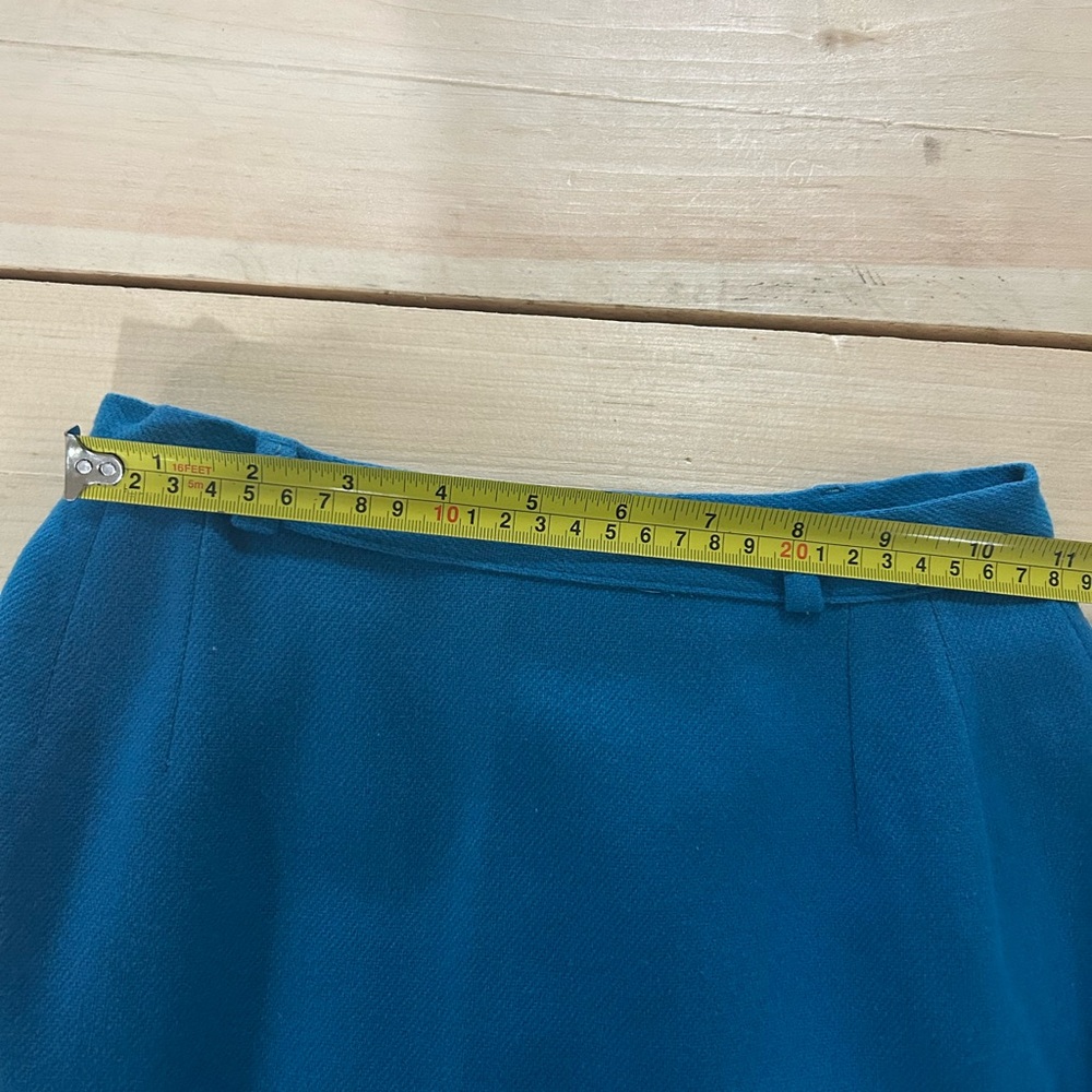 Vintage Vibrant Blue 100% Wool Secretary Pencil Mini Skirt FITS SMALL - Picture 8 of 8